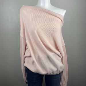 WE THE FREE PEOPLE Oversized XS MAIN SQUEEZE HACCI PULLOVER RIBBED TUNIC NECTAR